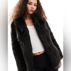 Nasty Gal lushest faux fur Black Teddy Jacket mint condition